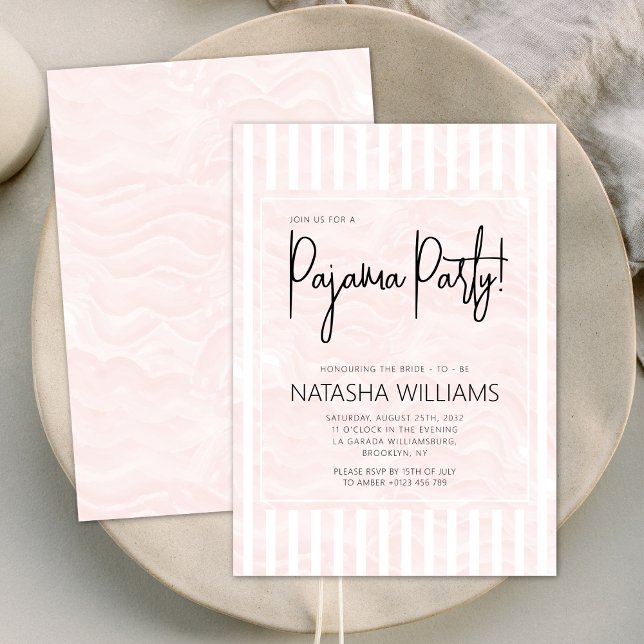 Invitation Pink Pajama Party Stwood Stripe Chic (Créateur téléchargé)