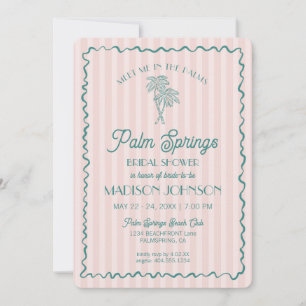 Invitation Pink Palm Springs Pastel Beach Fête des mariées
