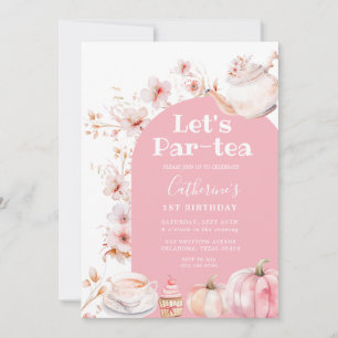 Invitation Pink Par tea Anniversaire Tea Party Citrouille