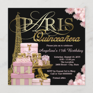 Invitation Pink Paris Quinceanera