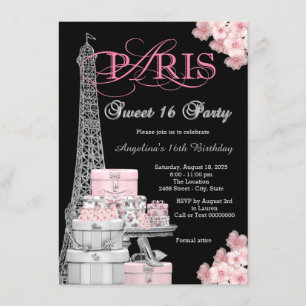 Invitation Pink Paris Sweet 16 Party