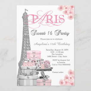 Invitation Pink Paris Sweet 16 Party