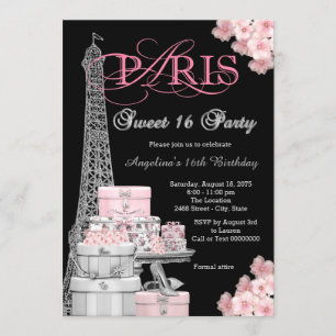 Invitation Pink Paris Sweet 16 Party