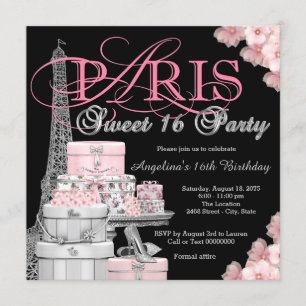 Invitation Pink Paris Sweet 16 Party
