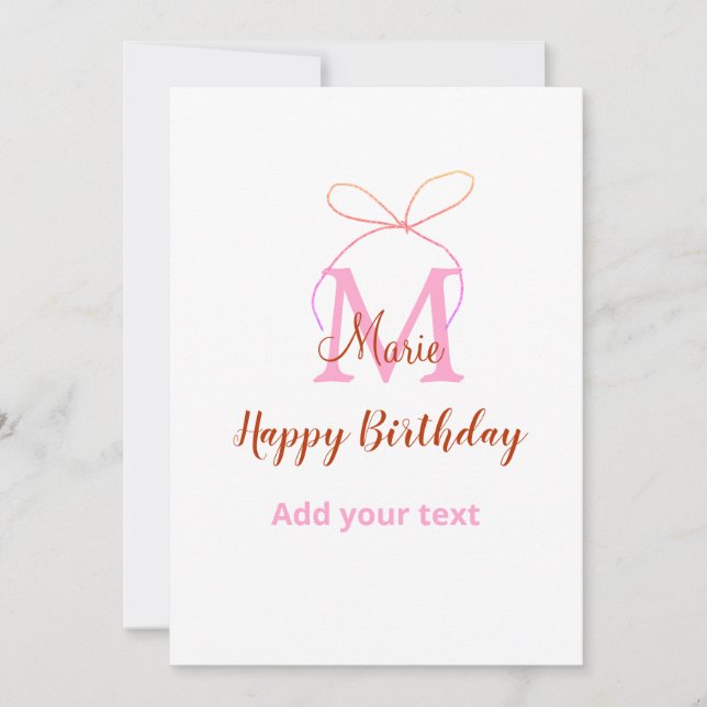 Invitation Pink parties scintillant bow ajouter nom lettre mo (Devant)