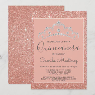 Invitation Pink - Parties scintillant or Rose et Sparkle Quin