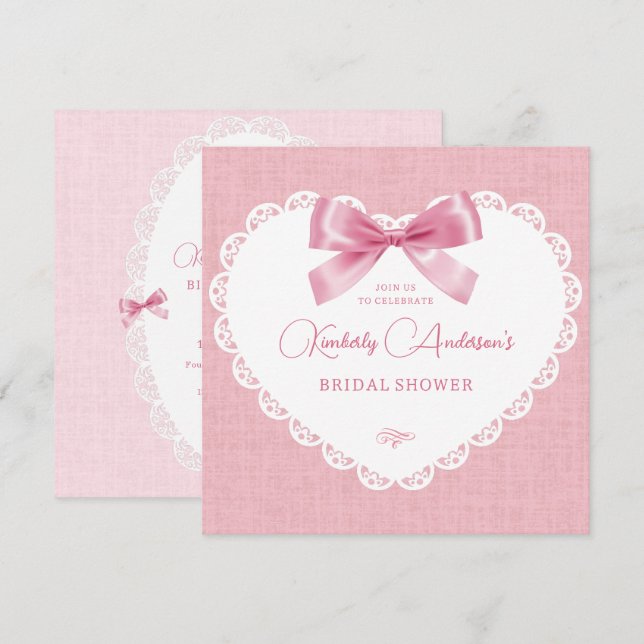 Invitation Pink pastel arc esthétique douche nuptiale (Devant / Derrière)