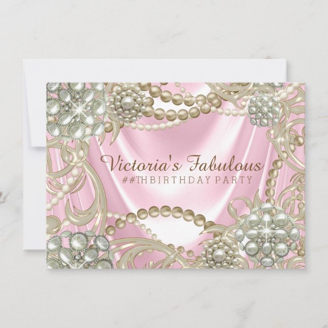 Invitation Pink Pearl fête d'anniversaire (Devant)