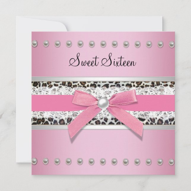 Invitation Pink Pearl Leopard Sweet 16 Party (Devant)