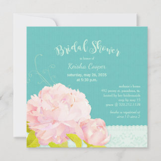 Invitation Pink Peony Lagoon Fête des mariées verte