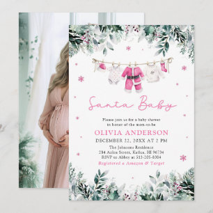 Invitation Pink Père Noël bébé Baby shower de linge de maison