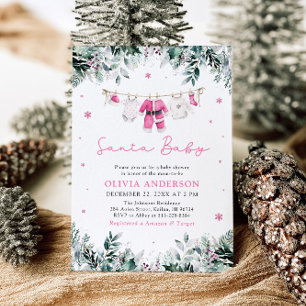 Invitation Pink Père Noël bébé Baby shower de linge de maison