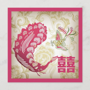 Invitation Pink Phoenix Chinese Bride douche