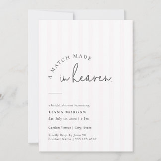 Invitation Pink Pinstripe Match Made in Heaven Bridal Shower