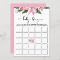 Pink Poinsettia Baby shower d'hiver Bingo Jeu