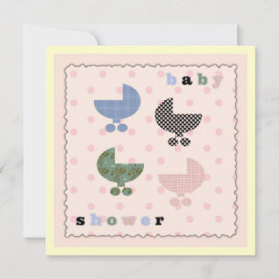 Invitation Pink Polka Dot Baby Buggies Baby showers Invitatio