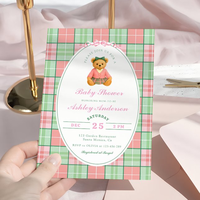 Invitation Pink Polo Teddy Bear Girl Baby shower (Créateur téléchargé)
