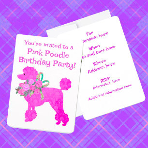 Invitation Pink Poodle Girls Anniversaire Exemple d'invitatio