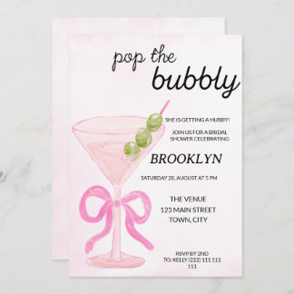 Invitation Pink Pop The Bubbly Martini Bridal Shower