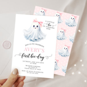 Invitation Pink Premier Jour Boo Fantôme Bow Anniversaire Fil