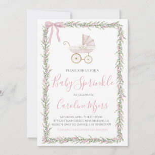 Invitation Pink Preppy Carriage Girl Baby Sprinke