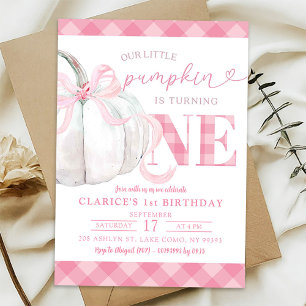 Invitation Pink Preppy Citrouille Automne Anniversaire Invita