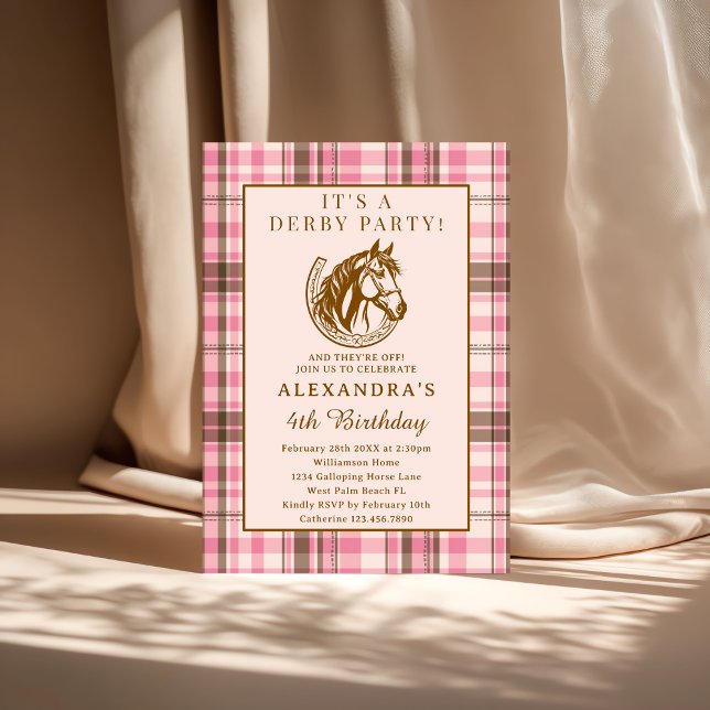 Invitation Pink Preppy Equestrian Derby Girl Birthday Party (Créateur téléchargé)