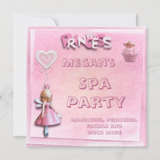 Invitation Pink Princess 10e fête Spa anniversaire (Devant)