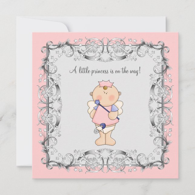 Invitation Pink Princess Baby Girl Douche (Devant)