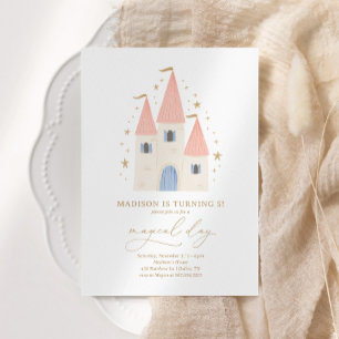 Invitation Pink Princess Castle Girl Anniversaire