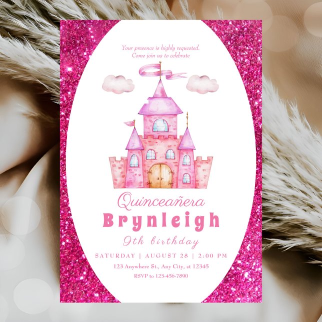 Invitation Pink princesse château fille fête d'anniversaire (Créateur téléchargé)