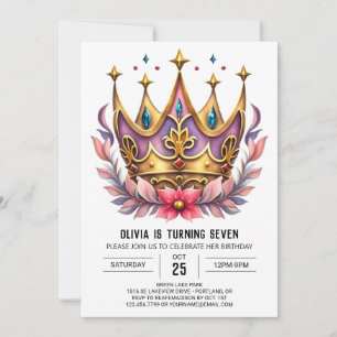 Invitation Pink Printable Princess Crown Anniversaire