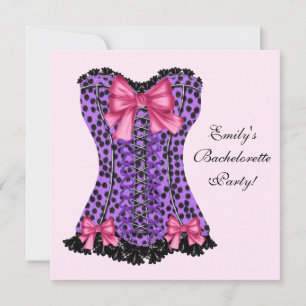 Invitation Pink & Purple Leopard Corset Purple Bachelorette P
