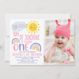 Invitation Pink Purple Little Ray Of Sunshine 1er Anniversair