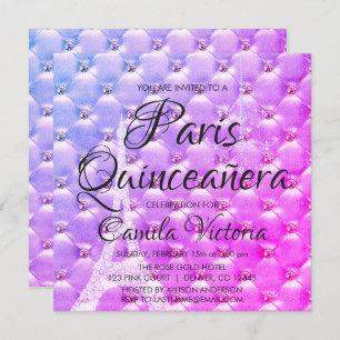 Invitation Pink Purple Paris Quinceañera