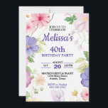 Invitation Pink & Purple Pastel Fleurs sauvages N'Importe Que<br><div class="desc">Jolie couleur pastel fleurs sauvages toute invitation d'anniversaire d'âge,  changer le texte vous-même lorsque vous commandez</div>