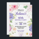 Invitation Pink & Purple Pastel Fleurs sauvages N'Importe Que<br><div class="desc">Jolie couleur pastel fleurs sauvages toute invitation d'anniversaire d'âge,  changer le texte vous-même lorsque vous commandez</div>