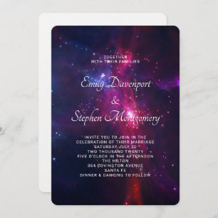 Invitation Pink & Purple Space Thème de mariage invite