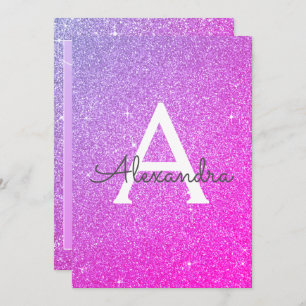Invitation Pink Purple Sparkle Parties scintillant 13e Treize