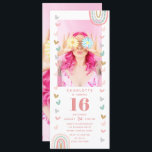 Invitation Pink Rainbow Sweet 16 moderne Photo Anniversaire<br><div class="desc">Pink Rainbow Sweet 16 Modern Photo Anniversaire Invitations de fête dispose d'une invitation unique girly doux 16 partie. Parfait pour la famille et les amis invitations à votre fête. Téléchargez et envoyez-les à vos invités ou faites-les imprimer par la poste ou les deux. Mignonne, moderne et tendance avec texte rose...</div>