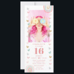 Invitation Pink Rainbow Sweet 16 moderne Photo Anniversaire<br><div class="desc">Pink Rainbow Sweet 16 Modern Photo Birthday Party Invitations dispose d'une invitation unique girly sweet 16 téléchargeable party pour téléchargement numérique instantané. Parfait pour la famille et les amis invitations à votre fête. Téléchargez et envoyez-les à vos invités ou faites-les imprimer par la poste ou les deux. Mignonne, moderne et...</div>