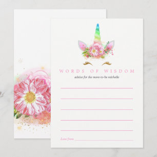 Invitation Pink Rainbow Unicorn fille Baby shower maman conse