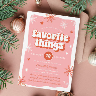 Invitation Pink Retro Holiday Favorite Things Party