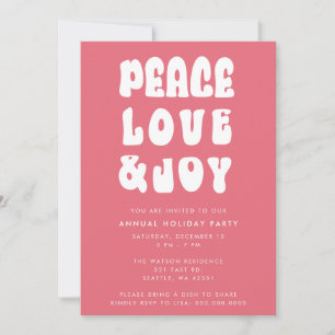 Invitation Pink Retro Super Peace Love Jove Holiday