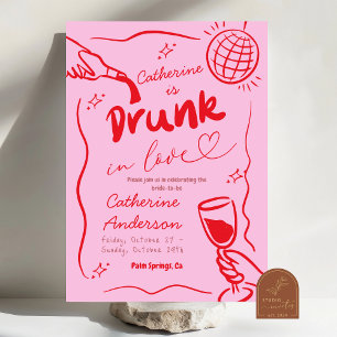 Invitation Pink Retro Vintage ivre en amour Bachelorette