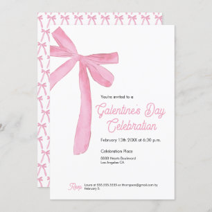 Invitation Pink Ribbon Bow Girly la fête de la Saint-Galentin