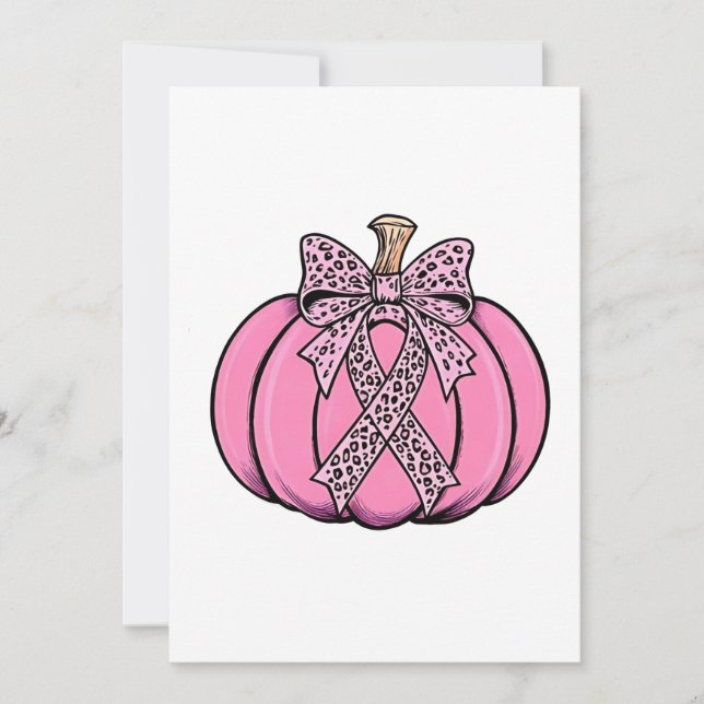 Invitation Pink Ribbon Citrouille Face Halloween Cancer du se (Devant)