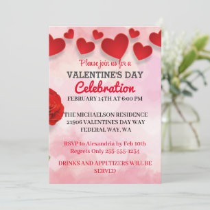 Invitation Pink Romantique Saint Valentin's Day Love Party In