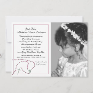 Invitation Pink Rosary Communion