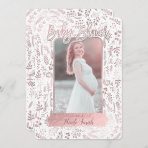 Invitation Pink Rose Gold Foil Baby shower moderne Photo
